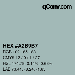 Color code: HEX #A2B9B7 | qconv.com