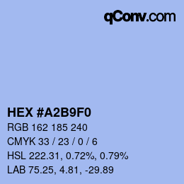 Color code: HEX #A2B9F0 | qconv.com