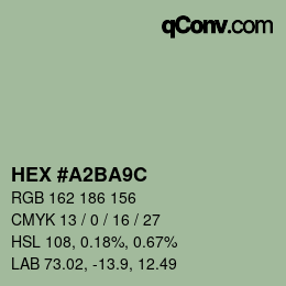 Color code: HEX #A2BA9C | qconv.com
