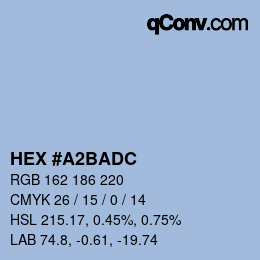 Color code: HEX #A2BADC | qconv.com