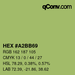 Farbcode: HEX #A2BB69 | qconv.com