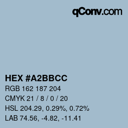 Color code: HEX #A2BBCC | qconv.com