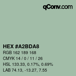 カラーコード: HEX #A2BDA8 | qconv.com