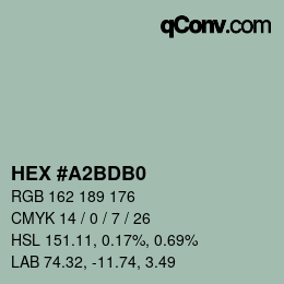 颜色代码: HEX #A2BDB0 | qconv.com
