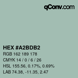 カラーコード: HEX #A2BDB2 | qconv.com