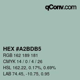 カラーコード: HEX #A2BDB5 | qconv.com