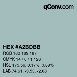 カラーコード: HEX #A2BDBB | qconv.com