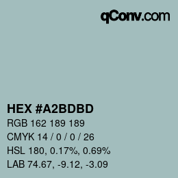 Color code: HEX #A2BDBD | qconv.com