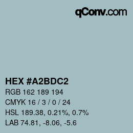 カラーコード: HEX #A2BDC2 | qconv.com