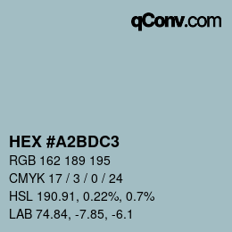 Color code: HEX #A2BDC3 | qconv.com