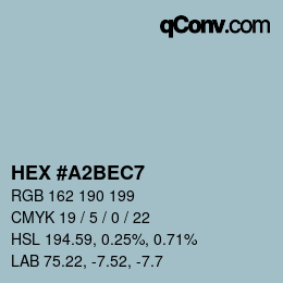 Color code: HEX #A2BEC7 | qconv.com