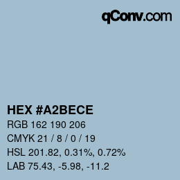 颜色代码: HEX #A2BECE | qconv.com