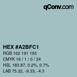 カラーコード: HEX #A2BFC1 | qconv.com