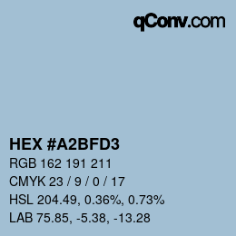 颜色代码: HEX #A2BFD3 | qconv.com