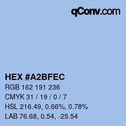 カラーコード: HEX #A2BFEC | qconv.com
