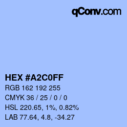 Color code: HEX #A2C0FF | qconv.com