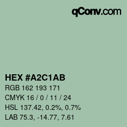 カラーコード: HEX #A2C1AB | qconv.com