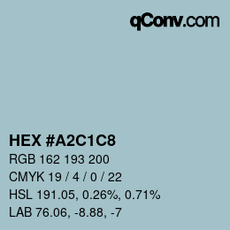 Color code: HEX #A2C1C8 | qconv.com