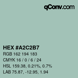 Color code: HEX #A2C2B7 | qconv.com