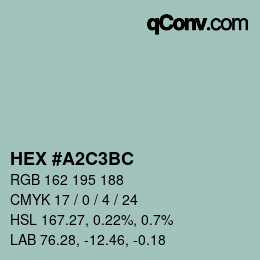 Farbcode: HEX #A2C3BC | qconv.com