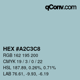 Color code: HEX #A2C3C8 | qconv.com