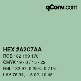 カラーコード: HEX #A2C7AA | qconv.com