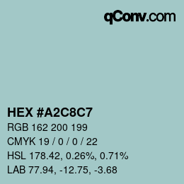 Color code: HEX #A2C8C7 | qconv.com