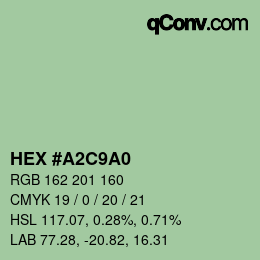 Color code: HEX #A2C9A0 | qconv.com