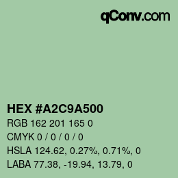 Farbcode: HEX #A2C9A500 | qconv.com