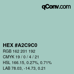 Código de color: HEX #A2C9C0 | qconv.com