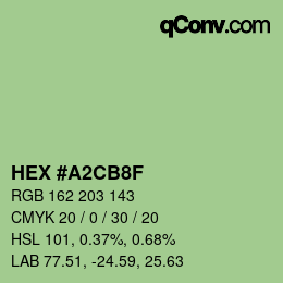 Color code: HEX #A2CB8F | qconv.com