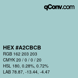 Color code: HEX #A2CBCB | qconv.com