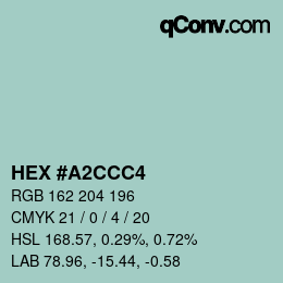 カラーコード: HEX #A2CCC4 | qconv.com