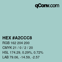 Color code: HEX #A2CCC8 | qconv.com