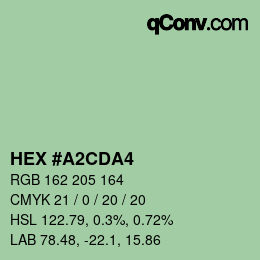 カラーコード: HEX #A2CDA4 | qconv.com