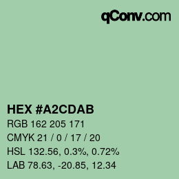 カラーコード: HEX #A2CDAB | qconv.com