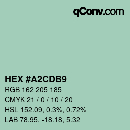 Color code: HEX #A2CDB9 | qconv.com