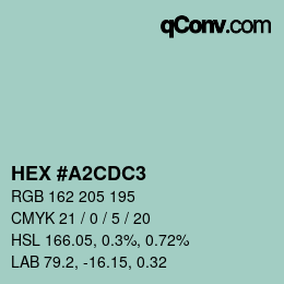 カラーコード: HEX #A2CDC3 | qconv.com