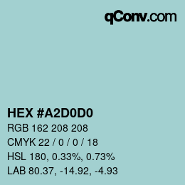 Color code: HEX #A2D0D0 | qconv.com