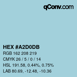 カラーコード: HEX #A2D0DB | qconv.com