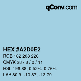 颜色代码: HEX #A2D0E2 | qconv.com