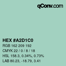 カラーコード: HEX #A2D1C0 | qconv.com