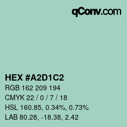 カラーコード: HEX #A2D1C2 | qconv.com