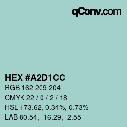 Color code: HEX #A2D1CC | qconv.com