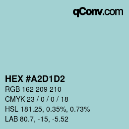 Farbcode: HEX #A2D1D2 | qconv.com