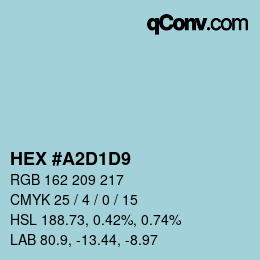 Color code: HEX #A2D1D9 | qconv.com
