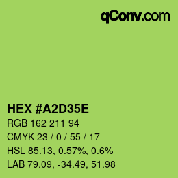 Color code: HEX #A2D35E | qconv.com