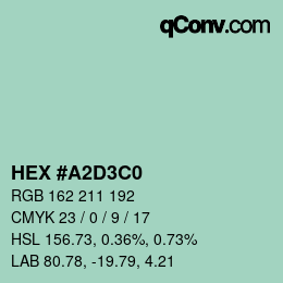 Farbcode: HEX #A2D3C0 | qconv.com