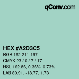 Color code: HEX #A2D3C5 | qconv.com