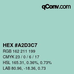 Color code: HEX #A2D3C7 | qconv.com